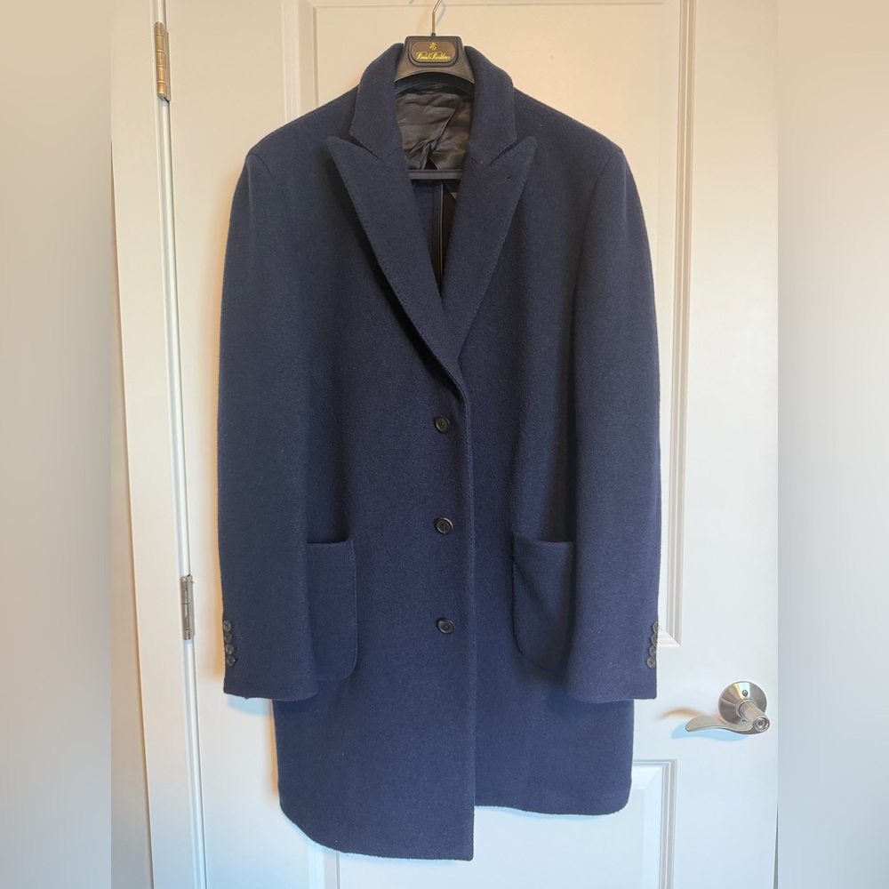 Brooks Brothers Navy Wool Overcoat — Size 46R